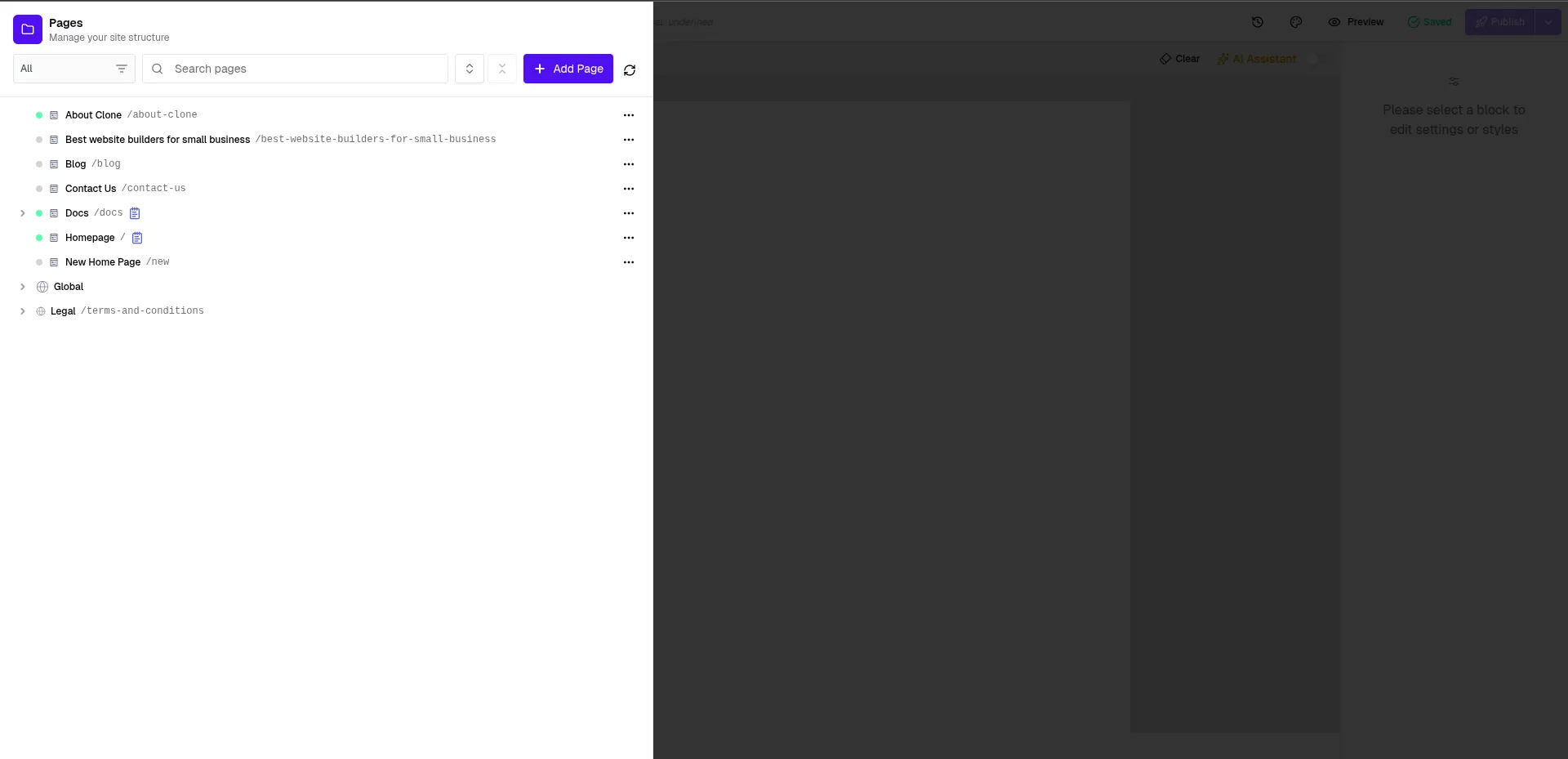 Add Page Button
